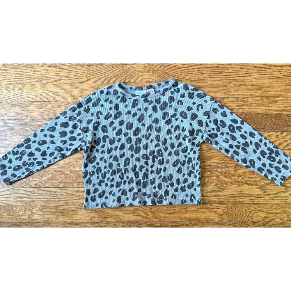 Zara Girls' Gray Leopard Print Shirt Size 2-3